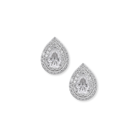 Trillia 3-in-1 Earrings | Ruby, Emerald & Moissanite Silver Drops