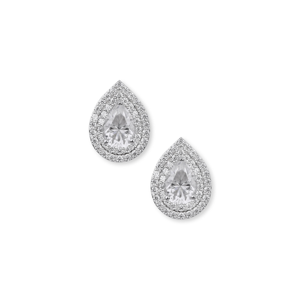 Trillia 3-in-1 Earrings | Ruby, Emerald & Moissanite Silver Drops