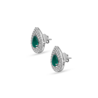 Trillia 3-in-1 Earrings | Ruby, Emerald & Moissanite Silver Drops