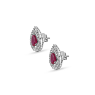 Trillia 3-in-1 Earrings | Ruby, Emerald & Moissanite Silver Drops