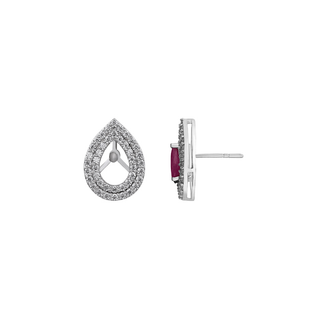 Trillia 3-in-1 Earrings | Ruby, Emerald & Moissanite Silver Drops