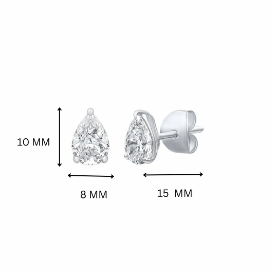 Rina 4.85ct Pear Moissanite Silver Stud Earrings
