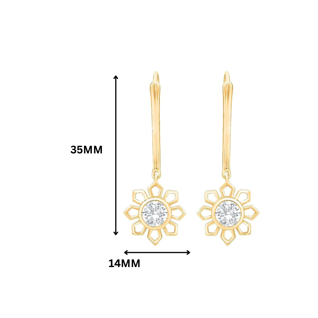 Saanjh Floral Moissanite Silver Drop Earrings