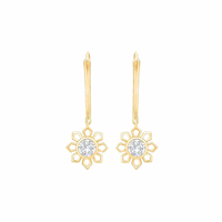 Saanjh Floral Moissanite Silver Drop Earrings