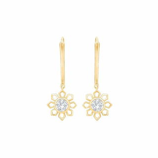 Saanjh Floral Moissanite Silver Drop Earrings
