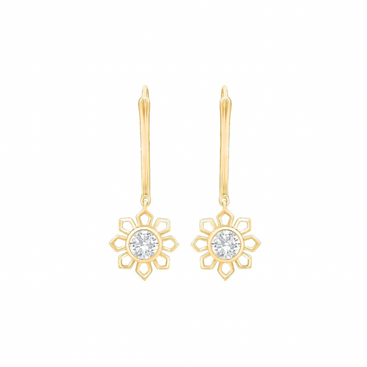 Saanjh Floral Moissanite Silver Drop Earrings