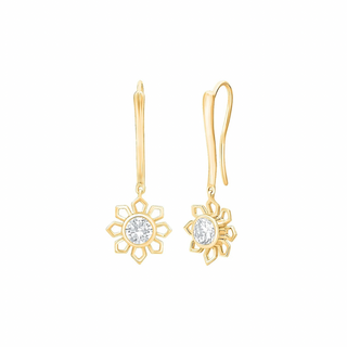 Saanjh Floral Moissanite Silver Drop Earrings