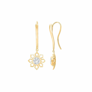 Saanjh Floral Moissanite Silver Drop Earrings
