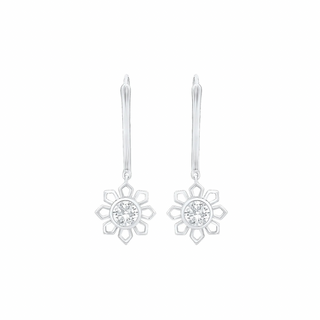 Saanjh Floral Moissanite Silver Drop Earrings