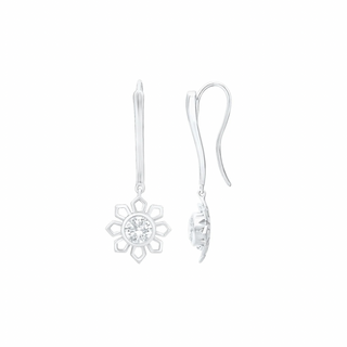 Saanjh Floral Moissanite Silver Drop Earrings