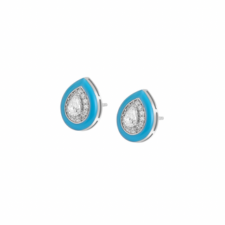 Bombay Fizz Turquoise Enamel Moissanite Stud Earrings