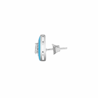 Bombay Fizz Turquoise Enamel Moissanite Stud Earrings
