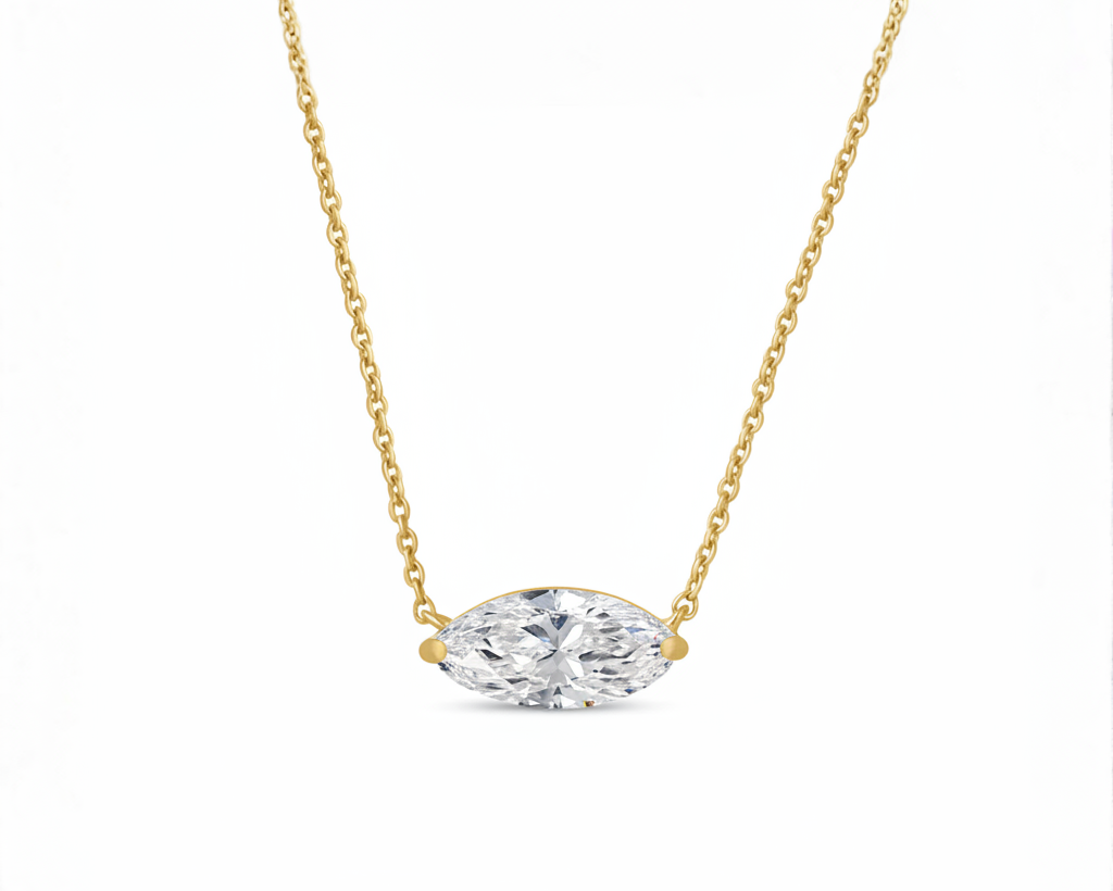 Sara 1.50 carat Marquise Moissanite Silver Necklace