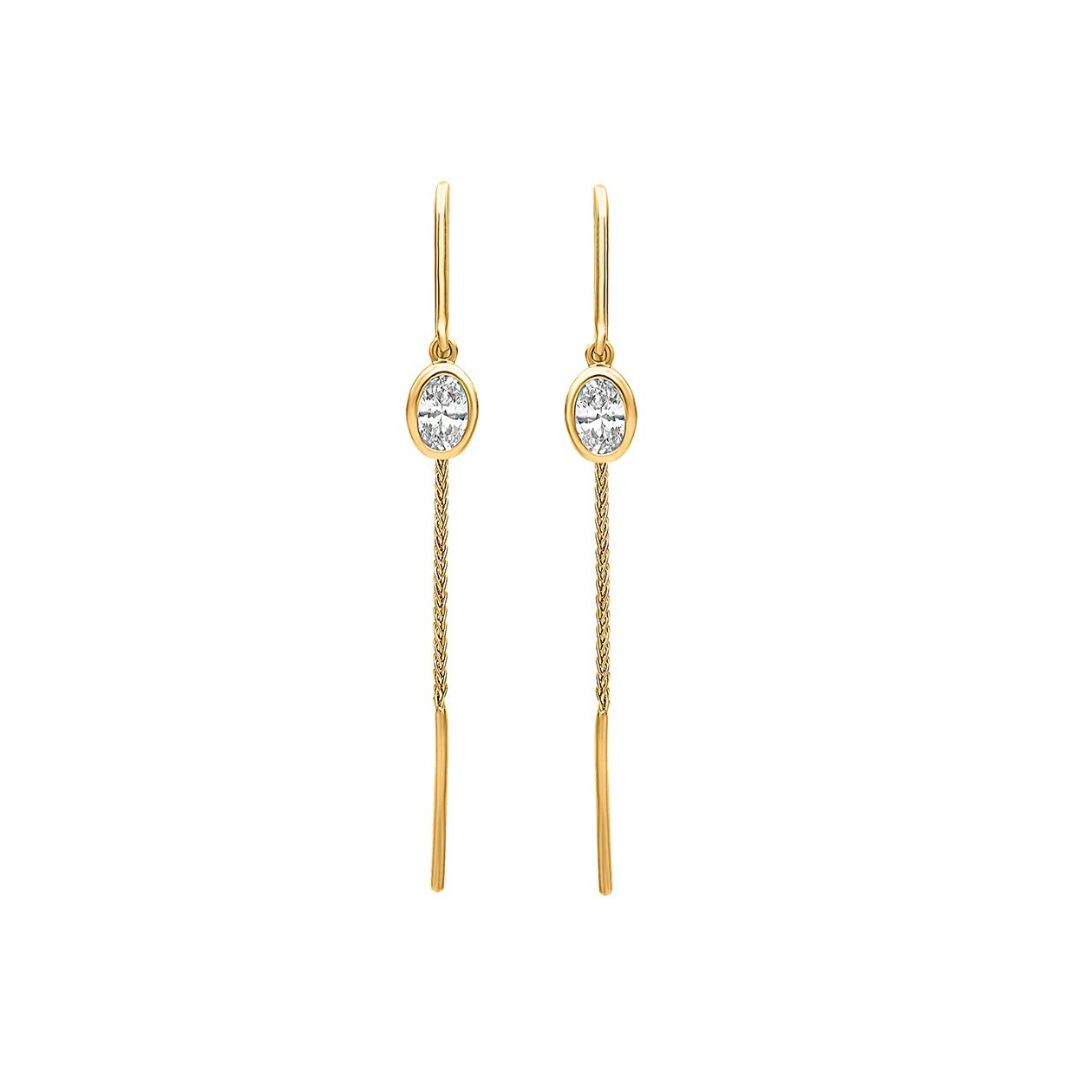 Lina Threaded Oval Moissanite Earrings