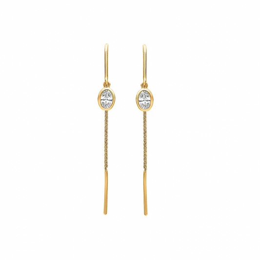 Lina Threaded Oval Moissanite Earrings