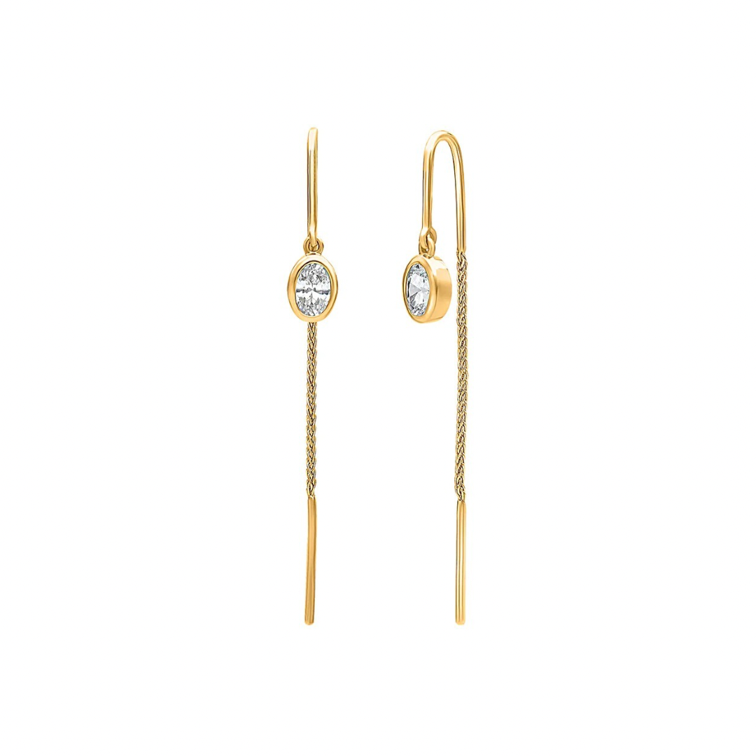 Lina Threaded Oval Moissanite Earrings
