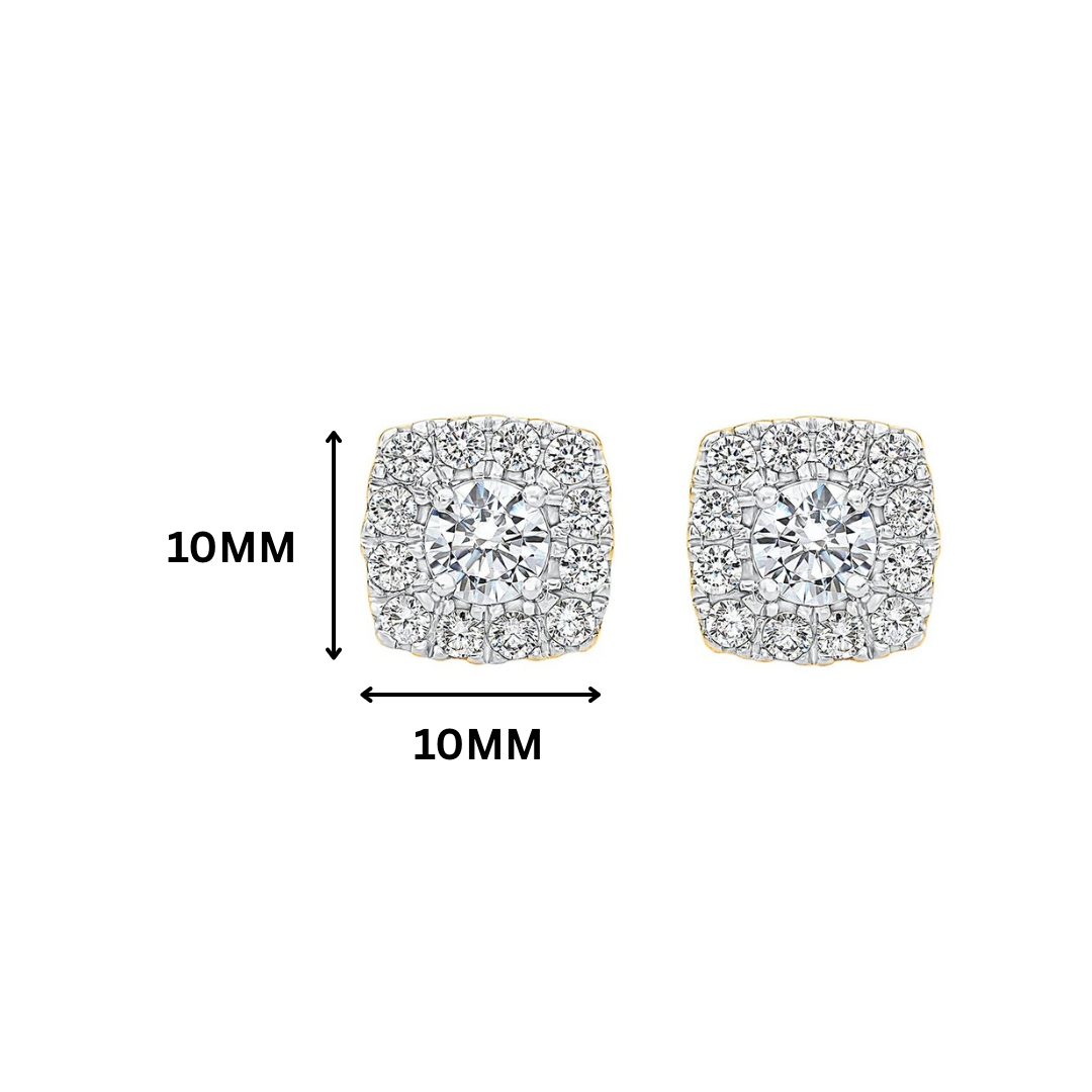 Elena Cushion Halo Moissanite Silver Stud Earrings