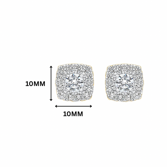 Elena Cushion Halo Moissanite Silver Stud Earrings