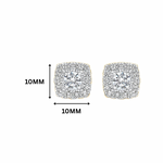 Elena Cushion Halo Moissanite Silver Stud Earrings