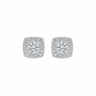 Elena Cushion Halo Moissanite Silver Stud Earrings