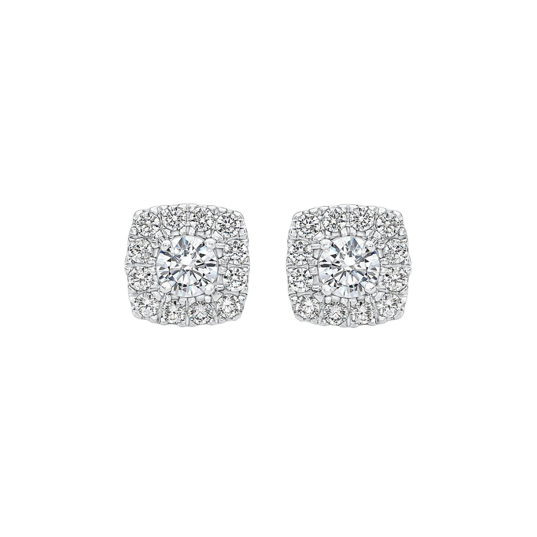 Elena Cushion Halo Moissanite Silver Stud Earrings