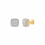 Elena Cushion Halo Moissanite Silver Stud Earrings
