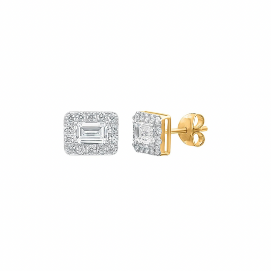 Ziva Halo Emerald Stud Earrings