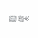 Ziva Halo Emerald Stud Earrings
