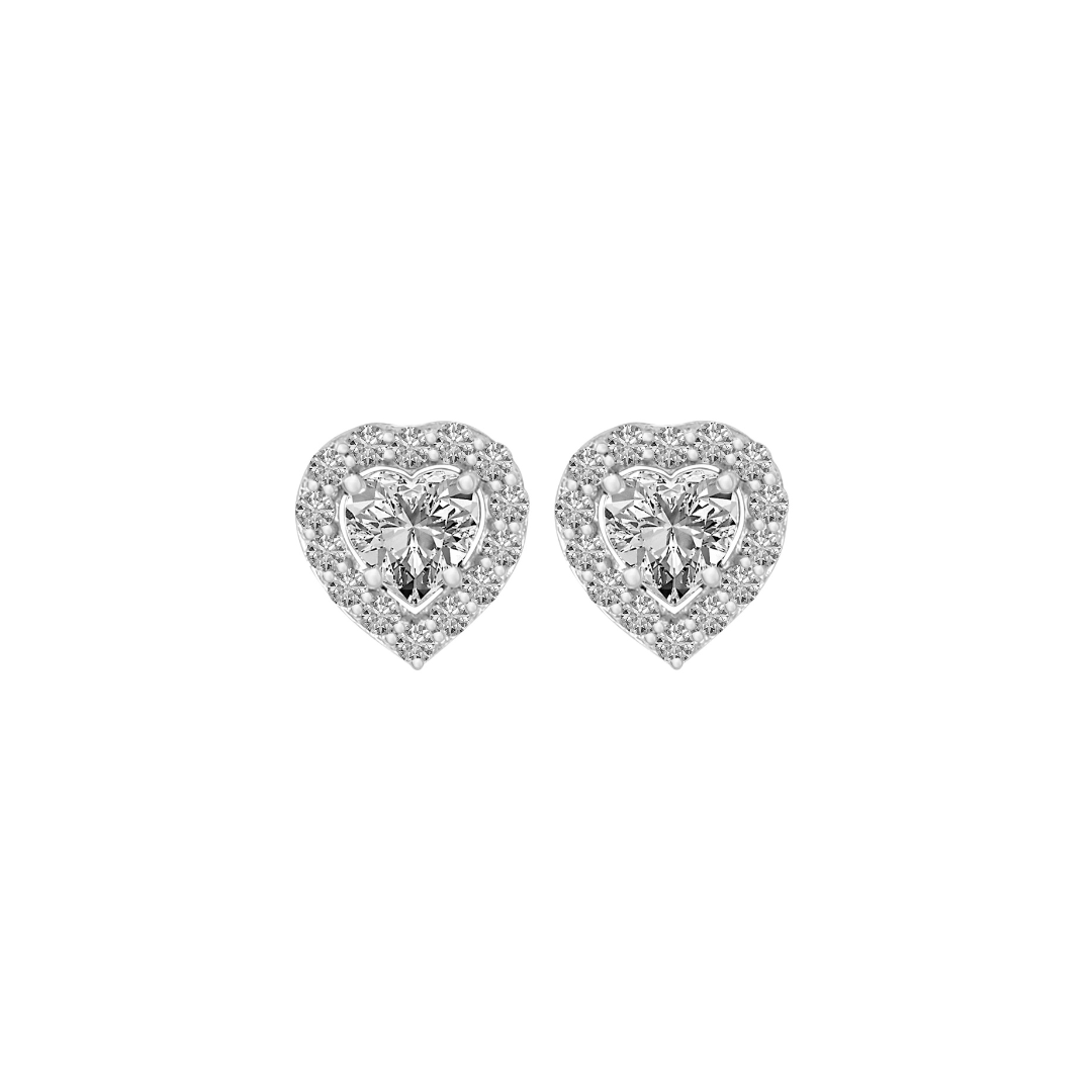Amora Heart Halo Moissanite Stud Earrings