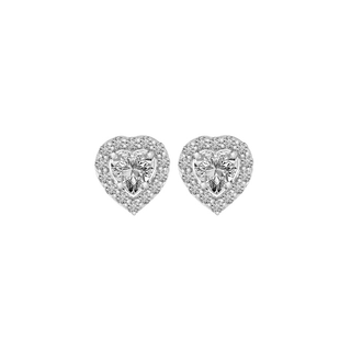 Amora Heart Halo Moissanite Stud Earrings