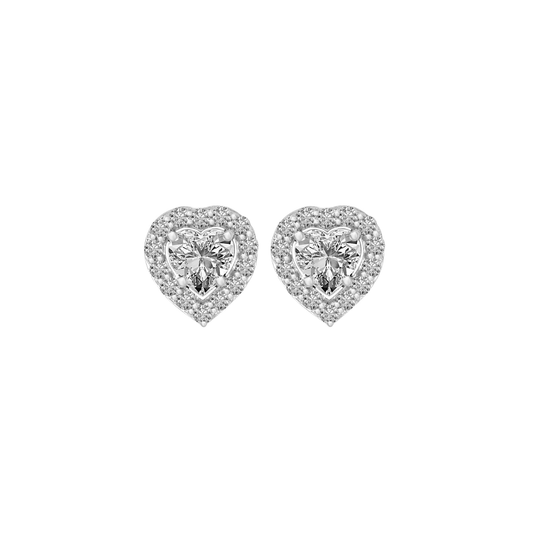 Amora Heart Halo Moissanite Stud Earrings