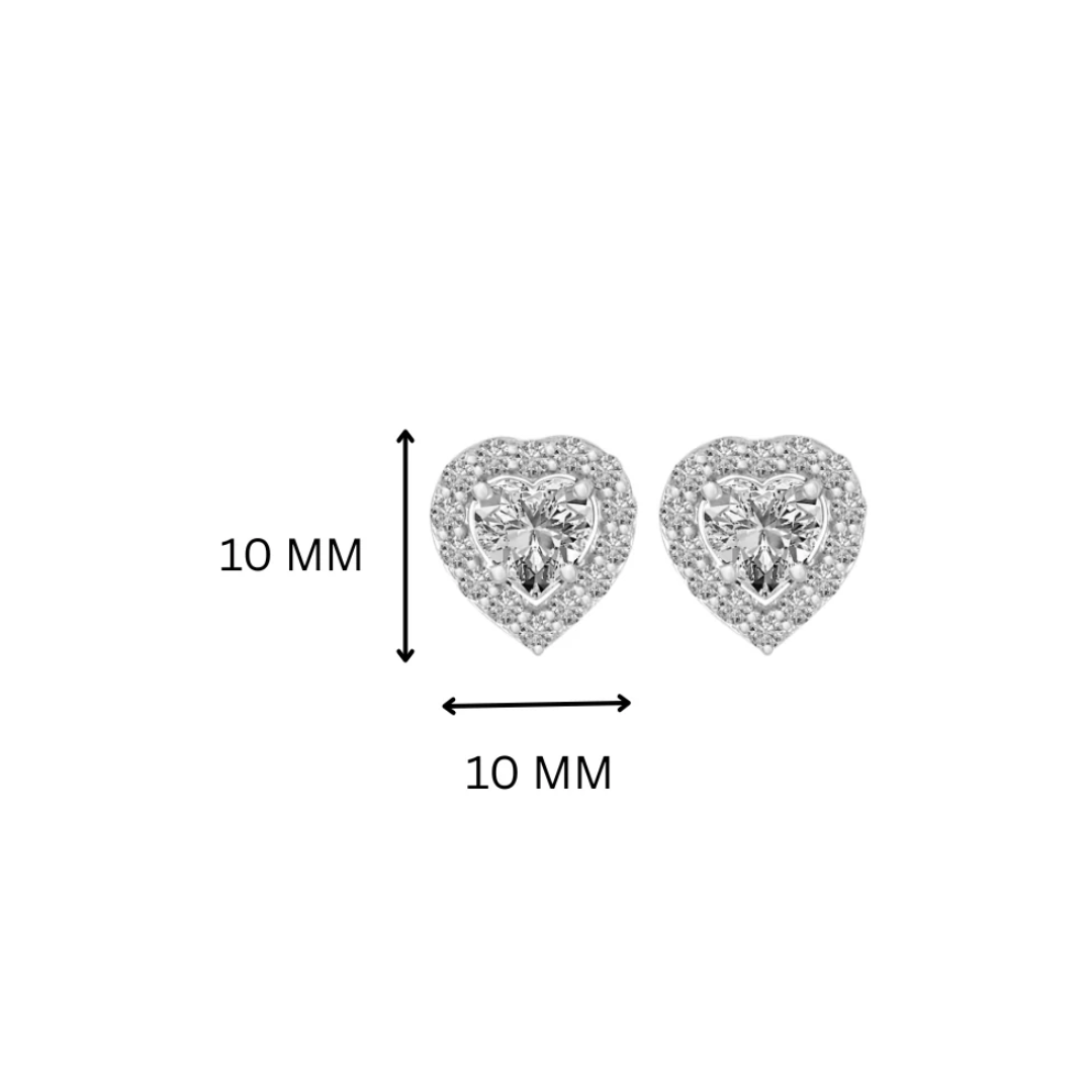 Amora Heart Halo Moissanite Stud Earrings