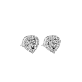 Amora Heart Halo Moissanite Stud Earrings