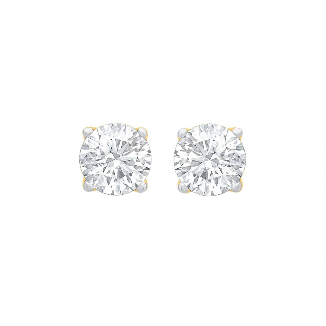 Elara Round Cut Moissanite Stud Earrings - 1.00ct round moissanite studs in silver-tone 925 Sterling Silver