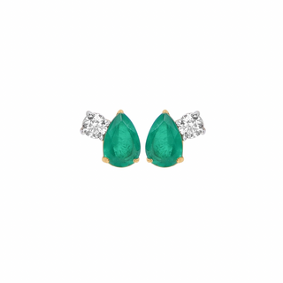 Paan Pop Moissanite & Emerald Drop Silver Earrings