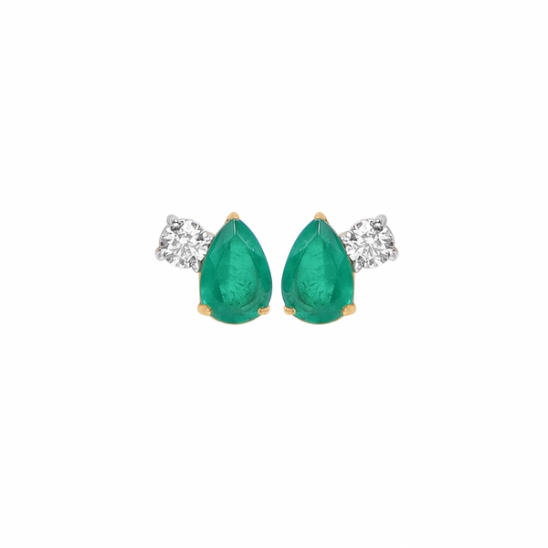 Paan Pop Moissanite & Emerald Drop Silver Earrings