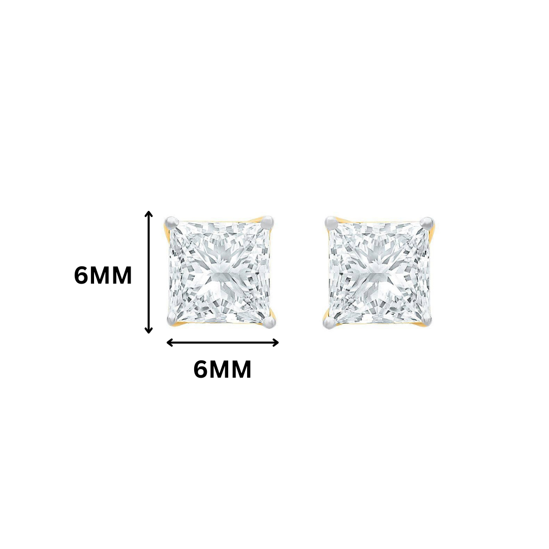Maya Princess Cut Moissanite Stud Earrings