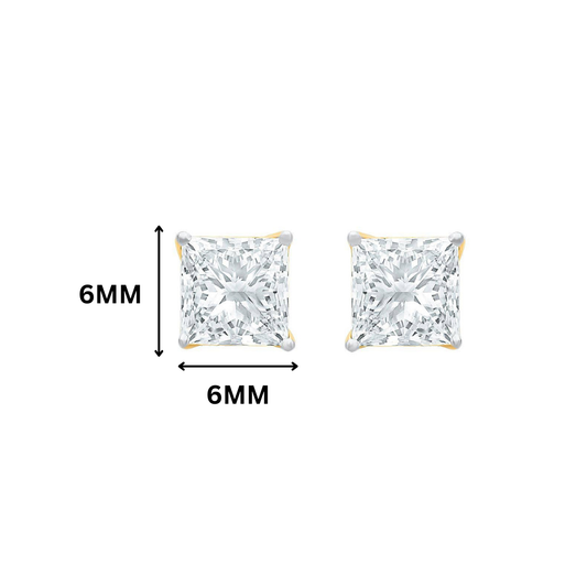 Maya Princess Cut Moissanite Stud Earrings