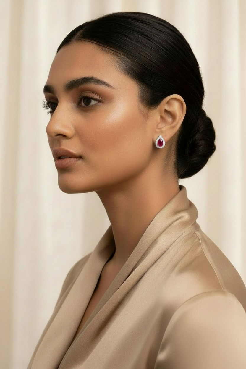 Scarlet Pop Halo Stud Earrings