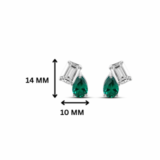 Eshani Duo Green Emerald & Moissanite Stud Earrings
