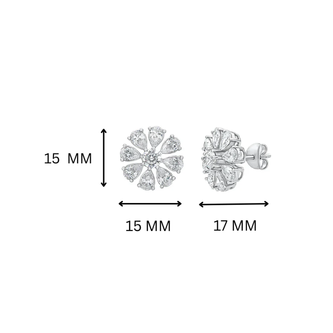Celia Pear & Round Moissanite Stud Earrings