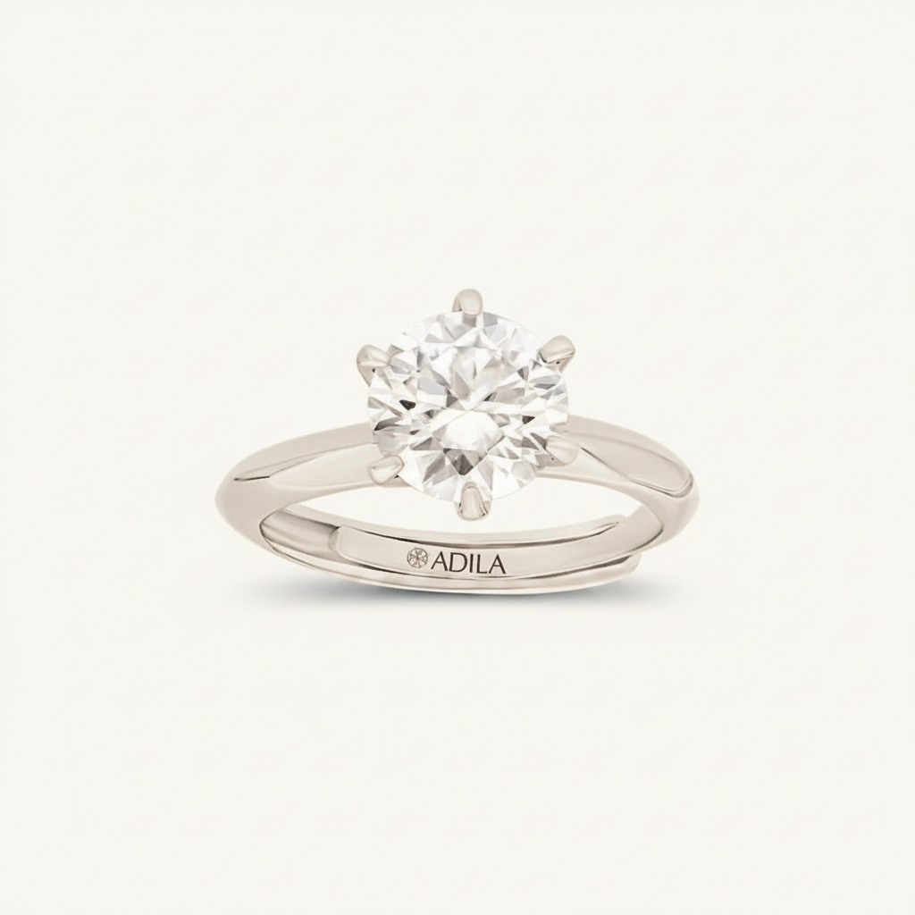 Lustra Solitaire Moissanite Silver Ring