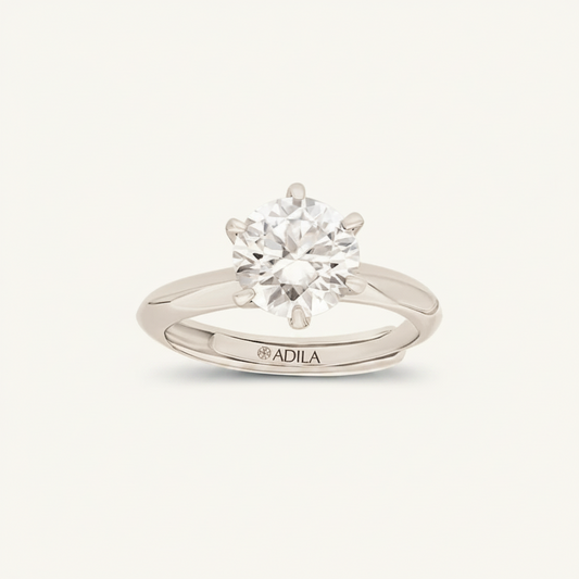 Lustra Solitaire Moissanite Silver Ring