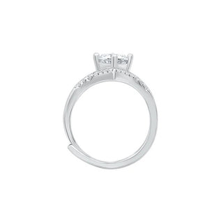 Kiara Chevron Solitaire Moissanite Silver Ring