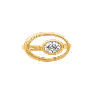 Elliptic Oval Shape Moissanite Ring