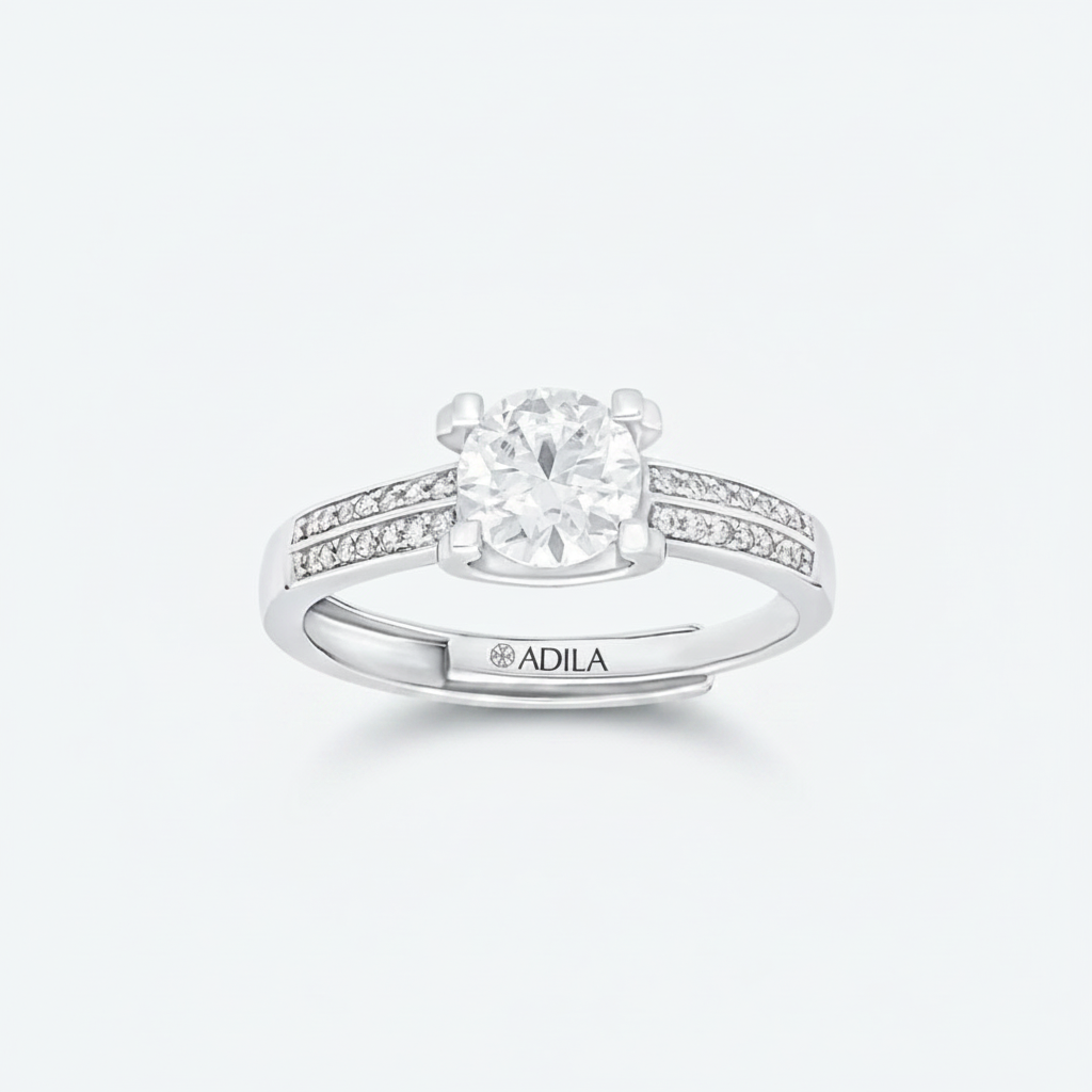 Amaira Double Row Solitaire Moissanite Ring