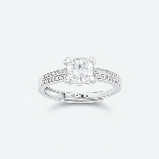 Amaira Double Row Solitaire Moissanite Ring