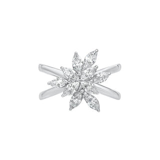 Marquise Flower Shape Moissanite Ring