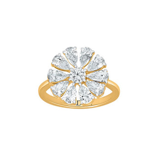Pear Flower Shape Moissanite Ring