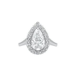 The Halo Pear Shape Moissanite Ring